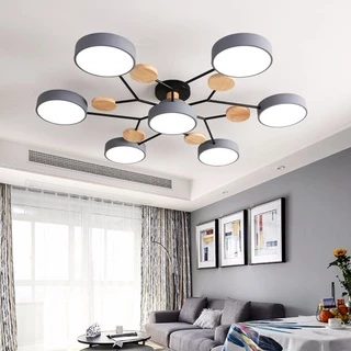 ห้องนั่งเล่นที่ทันสมัยโคมไฟระย้า LED สำหรับห้องนอน 3 อุณหภูมิสีธรรมชาติไม้เพดานแขวนโคมไฟในร่ม