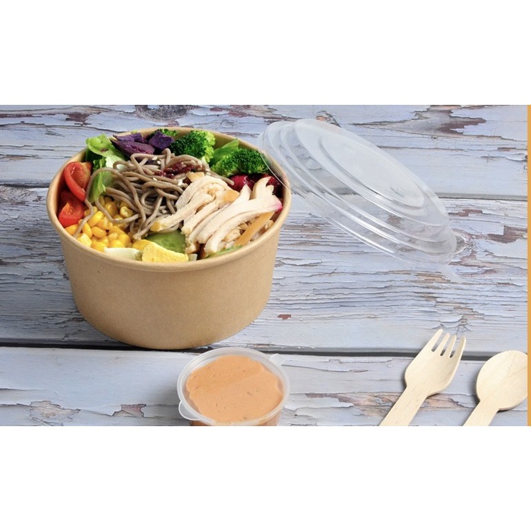 ถ้วยกระดาษคราฟท์พร้อมฝา(50 ชุด) ชามกระดาษคราฟท์พร้อมฝาPET ขนาด (500ml, 750ml, 1000ml, 1100ml,1300ml) - รูปที่ 6