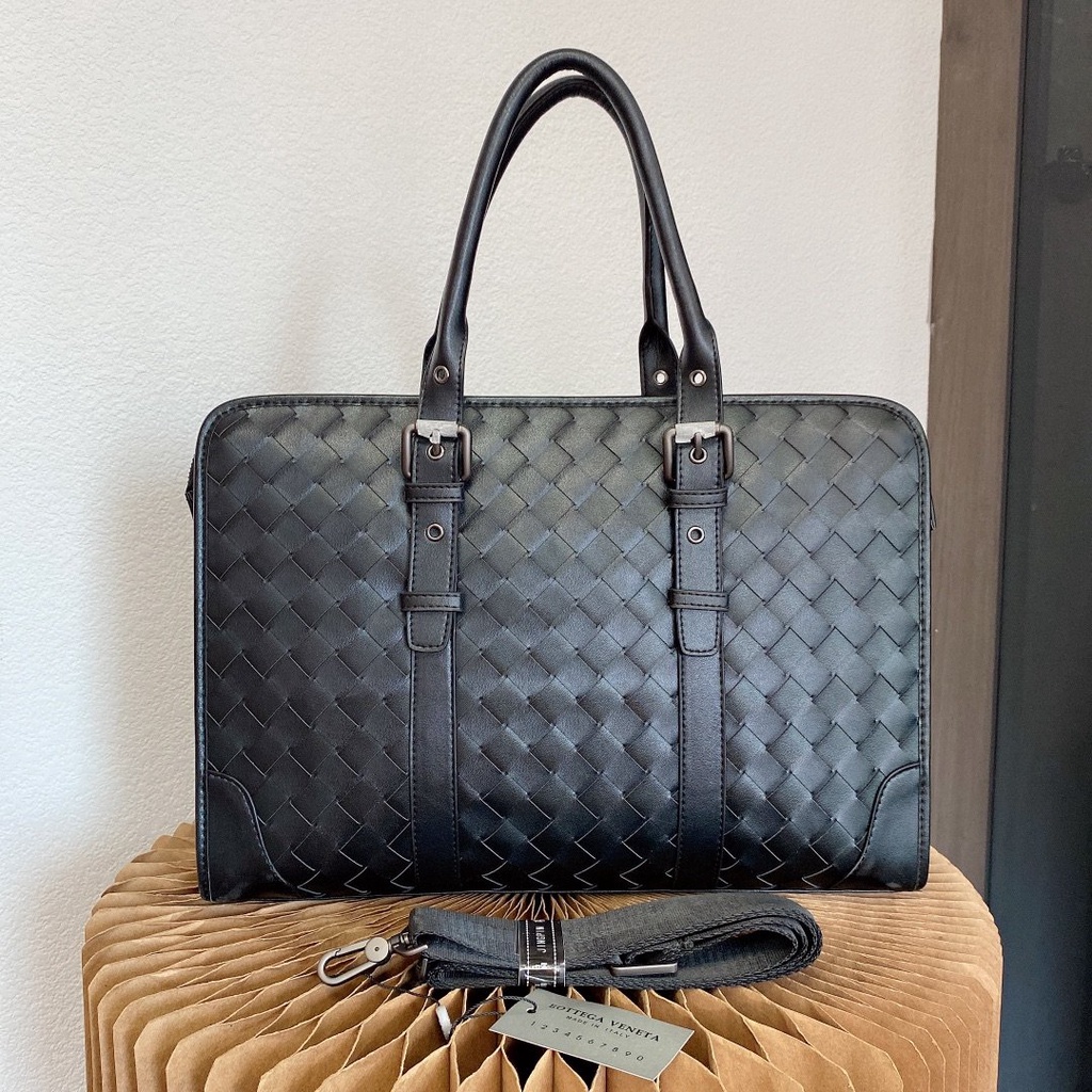 Bottega Veneta BV Men's Briefcase Leather Handbag Laptop Bag for Men Messenger Shoulder Bag Business Office Work Travel