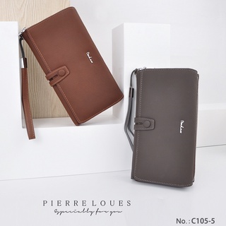 C105-5  กะเป๋าสตางค์ผู้ชาย Pierre Louesพร้อมส่ง เป็นวัสดุหนังวัวแท้ 100% กระเป๋าสตางค์ใบยาว