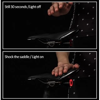 【TH Delivery】ROCKBROS ipx 6 จักรยานกันน้ำไฟ LED ไฟท้ายพร้อมเบรกรับประกันแสงหลายโหมดไฟขี่