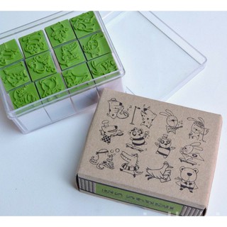 Cartoon set 12 ชิ้น ขนาด 2 cm. ตรายาง stamp