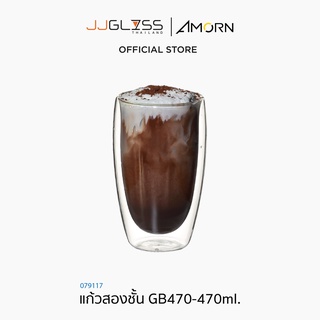 JJGLASS - แก้วสองชั้น GB470-470ml. - ใส่กาแฟ ชานมไข่มุก สมูทตี้ 470 มล.