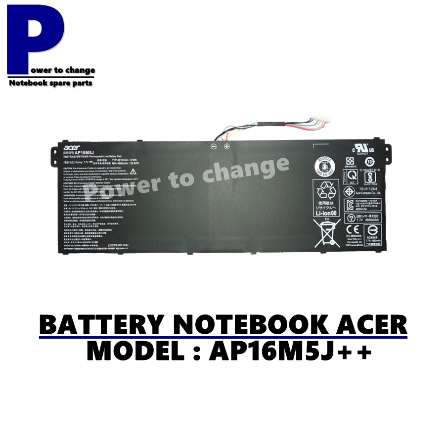 BATTERY NOTEBOOK ACER AP16M5J++ ของแท้ Aspire 3 A314-31, A315-21, A315-51, A515-51/แบตเตอรี่โน๊ตบุ๊ค