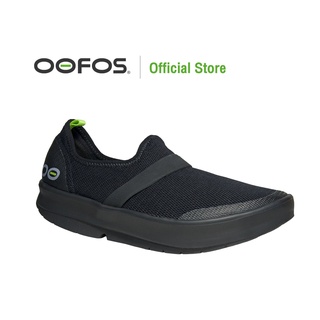 OOFOS OOMG Womens Low BLACK &amp; Black (ดำ) - รองเท้าแตะเพื่อสุขภาพ นุ่มสบายเท้าด้วยวัสดุอูโฟม บอกลาปัญหาสุขภาพเท้า