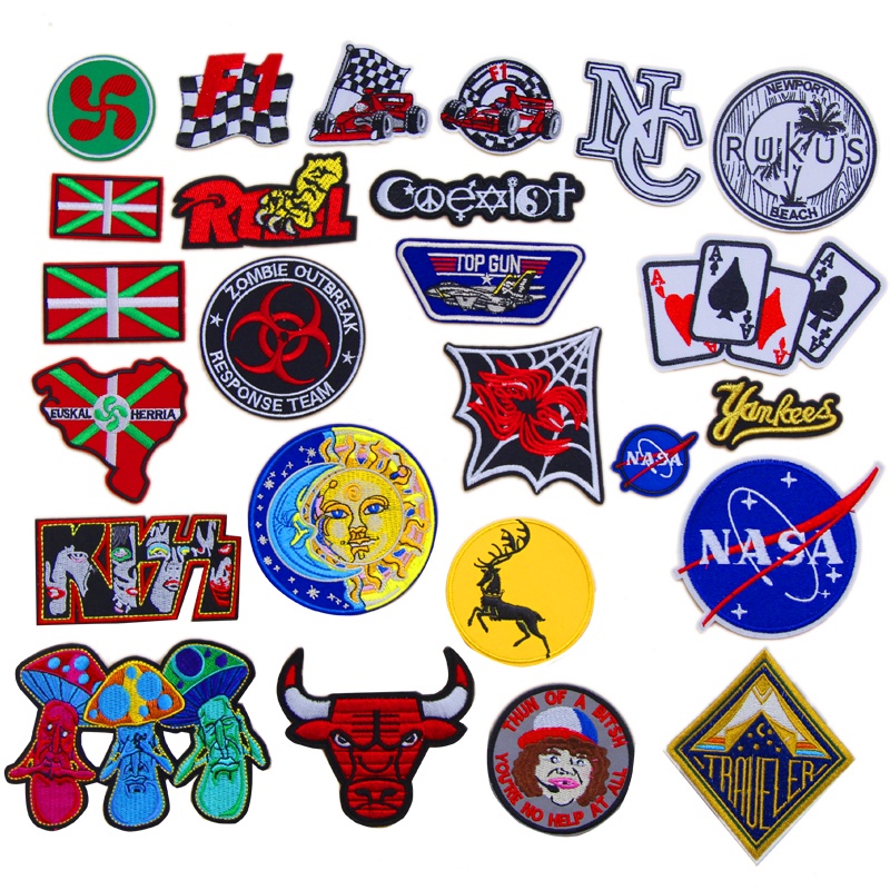 Aerospace NASA Sun Moon F1 สูตรเห็ด Reindeer Bulls ปักผ้าสติกเกอร์เสื้อผ้าป้าย Armbands กางเกงแพทช์ Decals กาวสามารถรีดสามารถ Hand-Sewn diy วัสดุ