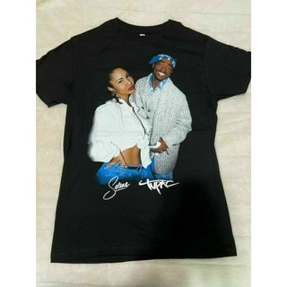 tshirtเสื้อยืดคอกลมฤดูร้อนเสื้อยืด พิมพ์ลาย Selena Quintanilla And Tupac สีดํา สไตล์วินเทจ สําหรับผู้ชาย และผู้หญิงSto4X