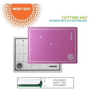 Morn Sun แผ่นยางรองตัด A4 สีชมพูสด สีน้ำเงินสด Cutting Mat (12114)