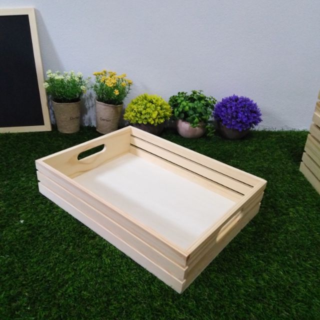 ถาดไม้สน​ถาดระแนง​10x14​x3นิ้ว
