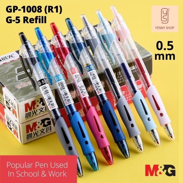 M&G R1 GP1008 Ballpen & G-5 Refill for Home, Student, Office, Signature/ ปากกาแนวทแยงGP1008 黑色头水性笔