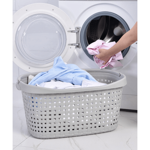 GlobalHouse SAKU ตะกร้าผ้าพลาสติกหูหิ้ว 42ลิตร ขนาด60x40x27ซม. รุ่น TG51900 สีเทา สินค้าของแท้คุณภาพดี - รูปที่ 2