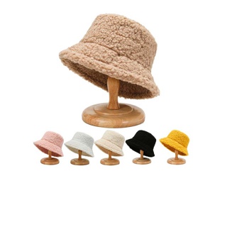 [ Women Winter Warm ] หมวกบักเก็ต ผ้าฝ้าย สีพื้น ให้ความอบอุ่น สําหรับผู้หญิง