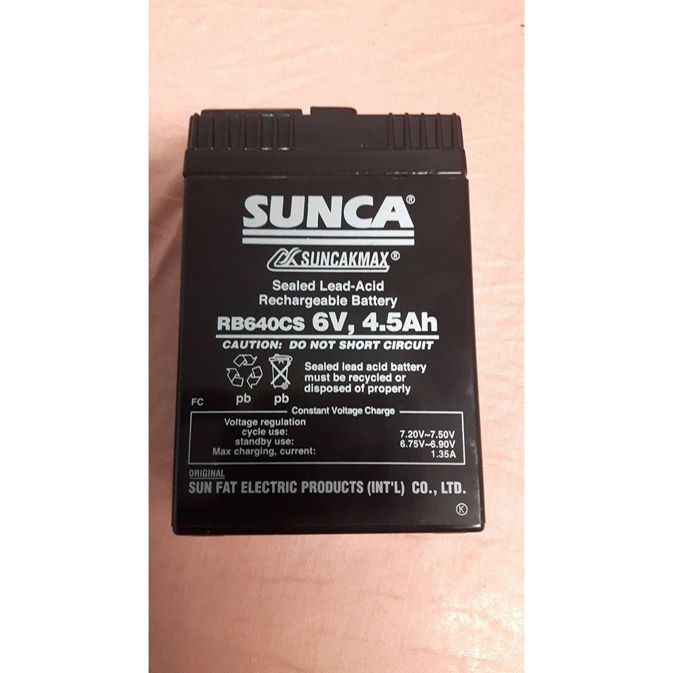 SUNCA แบตเตอรี่แห้ง 6v 4.5ah (สีดำ)