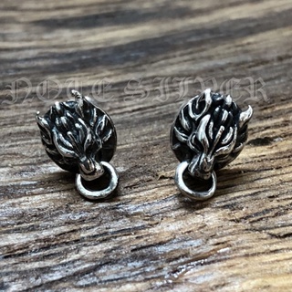 ต่างหูเงินแท้ หน้าหมาป่าคาบห่วง Sterling Silver 925 NSER409