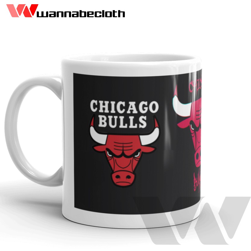 แก้วบาสเก็ตบอล Chicago Bulls โลโก้ NBA Chicago Bulls สีดํา