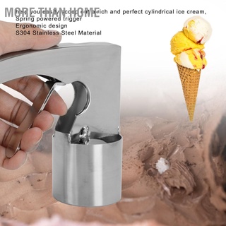 More than Home Cylinder Ice Cream Scoop S304 Stainless Steel Ergonomic Design Adjustable Thickness Old Time Scooper