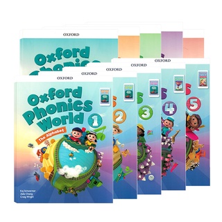 (พร้อมส่ง) Oxford phonics world   10 เล่ม หนังสือ 5 เล่ม แบบฝึก 5 เล่ม ปากกาลูกอ๊อดอ่านได้ (ปากกาต้องซื้อแยก ไม่รวม)