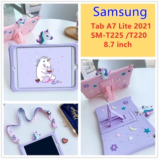 เคสแท็บเล็ต ลายการ์ตูนยูนิคอร์น พร้อมสายคล้อง สําหรับ Samsung Tab A7 Lite 2021 SM-T225 SM-T220 8.7 นิ้ว