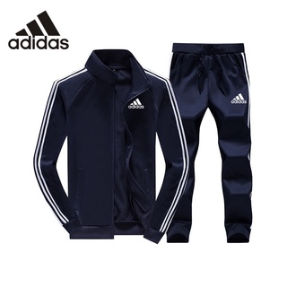 พร้อมส่ง Adidas ชุดวอร์ม เสื้อแจ็กเก็ต กางเกงขายาว ยืดหยุ่น เหมาะกับการวิ่งจ๊อกกิ้ง เล่นกีฬา ยิม สําหรับผู้ชาย 2 ชิ้น