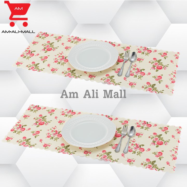 Am Ali Mall ผ้ารองจาน ลายดอกไม้ แพ็ค2 ชิ้น