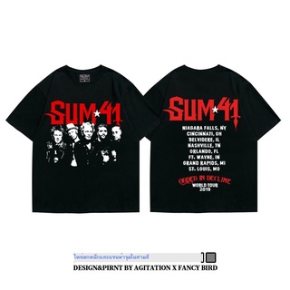 เสื้อยืดสีขาว▣✣Rock sum41ins street tide แบรนด์ Ami สีกากีไหล่หนักวางแขนห้าจุดผ้าฝ้ายหลวมฤดูร้อนเสื้อยืดผู้ชายS-4XL