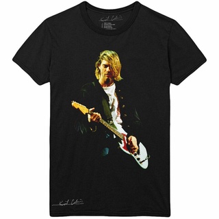 เสื้อยืดลําลอง ผ้าฝ้าย 100% แขนสั้น คอกลม พิมพ์ลาย Kurt Cobain Guitar ทรงหลวม สีดํา พลัสไซซ์ XS-XXXL ของขวัญวันเกิด สไตล์วินเทจ สําหรับผู้ชาย