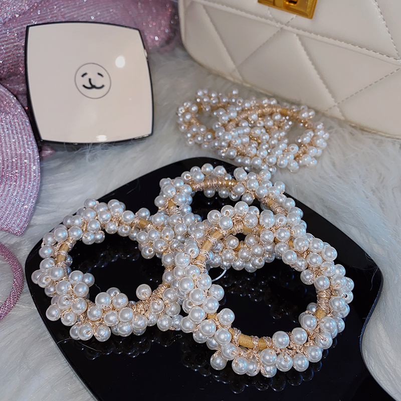 ยางรัดผม ประดับมุก สไตล์เกาหลี สําหรับผู้หญิง - รูปที่ 4