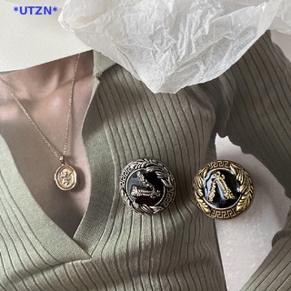 Utzn&gt; กระดุมโลหะ DIY อุปกรณ์เสริม สําหรับเย็บผ้า แจ็กเก็ต เสื้อผ้า งานฝีมือ 6 ชิ้น