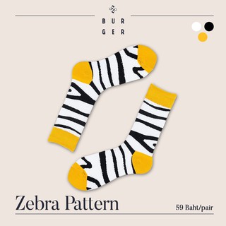 Zebra Pattern ถุงเท้าแฟชั่น ลายม้าลาย สายคิ้วท์ สายสตรีท ถุงเท้าครึ่งแข้ง ราคาถูก คุณภาพดี