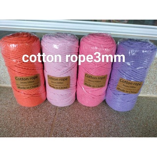 cotton rope 3mm100m.เชือกคอตตอต3มิล100มตีเกีลยวใช้มัดและถัก นุ่มมือ