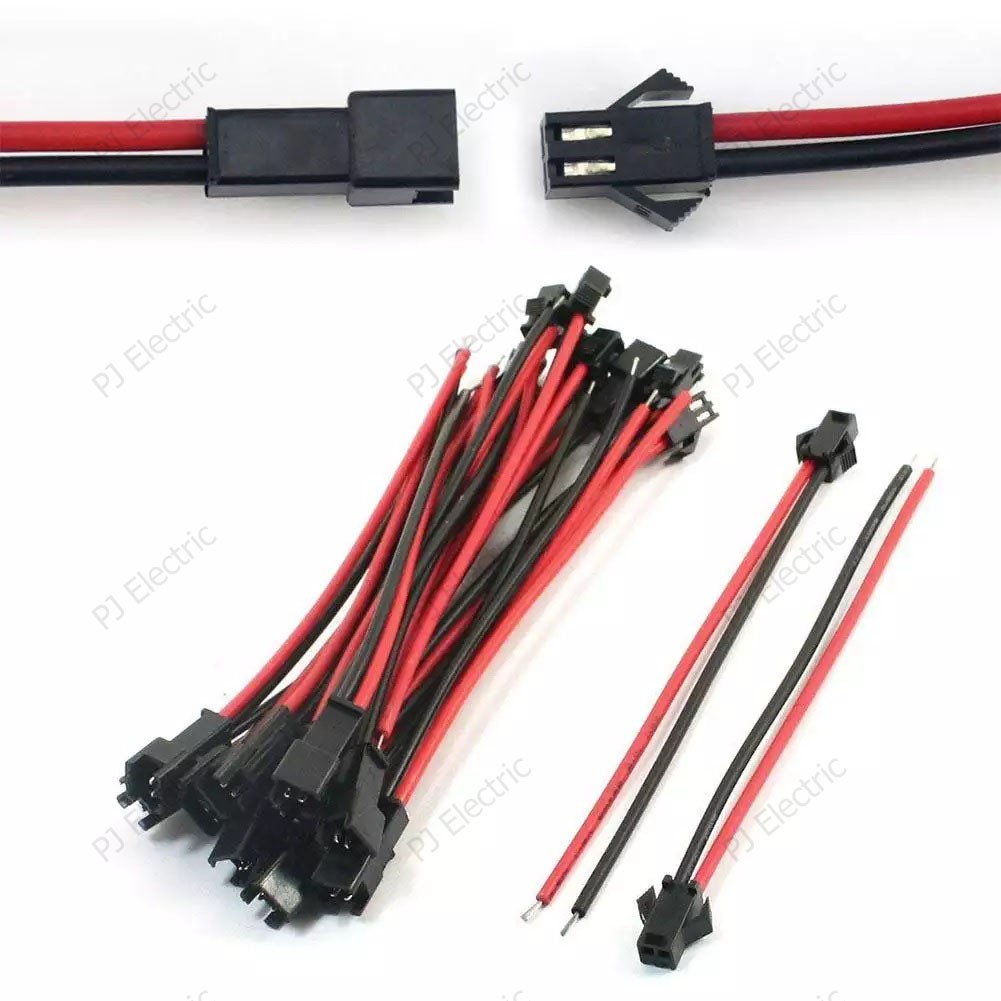 10 ชุด คอนเนคเตอร์ ผู้-เมีย แบบ 2 พิน พร้อมสายไฟยาว 15 เซนติเมตร 10 PCS 2 pin connector male and female.