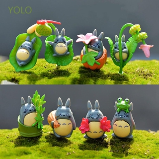 Yolo โมเดลตุ๊กตา Totoro ขนาดเล็กสําหรับตกแต่งสวน 8 ชิ้น