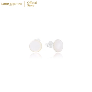 Louis Montini (Jewelry) Sterling Silver 925 Earrings ต่างหูเงินแท้ 92.5% ต่างหูผู้หญิง ฝังหินวงกลม รูปวงกลม LJER44