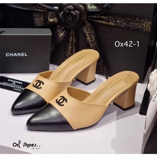 OX42-1 รองเท้าคัชชูส้นสูง เปิดหลัง หนังนิ่มทรงสวยสูง2.5"