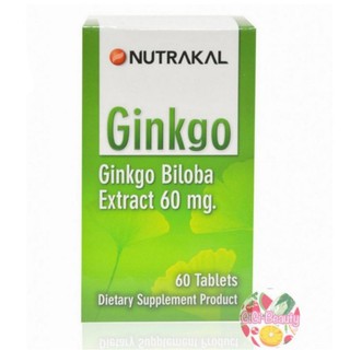 NUTRAKAL Ginkgo Biloba Extract 60 เม็ด นูทราแคล ใบแป๊บก๊วยสกัด 60 mg บำรุงสมอง เสริมความจำ