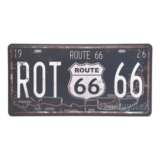 ป้ายสังกะสีวินเทจ Route 66 ROT-66 (ปั๊มนูน)