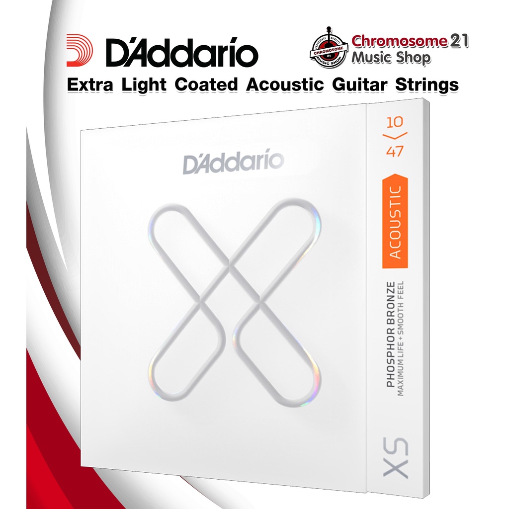 สายกีตาร์โปร่งเคลือบกันสนิม D'Addario XSAPB1047 เบอร์ 10 ของแท้ 100%