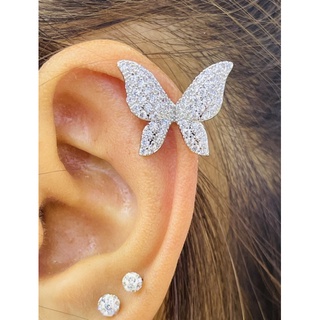 🦋ราคา1ชิ้น🦋ต่างหูคลิป earcuff ผีเสื้อฝังเพชร ขนาด 20x17mm.น่ารักๆใส่ติดหูแบบไม่ต้องเจาะ วัสดุโรเดียมงานเกาหลีไม่ลอกไม่ดำ