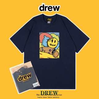 เสื้อยืดผ้าฝ้ายพิมพ์ลายแฟชั่นPYA8   สั้น   BLUE Drew House Justin Bieber เสื้อยืดลําลองสําหรับผู้ชายผู้หญิงผ้าฝ้ายแขนสั้