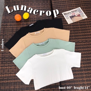 𝐋𝐮𝐧𝐚 𝐜𝐫𝐨𝐩🥐เสื้อครอปผ้าร่องริบ เสื้อครอปแขนสั้น ทรงoversize เสื้อเอวลอย ผ้าหนาอยู่ทรง