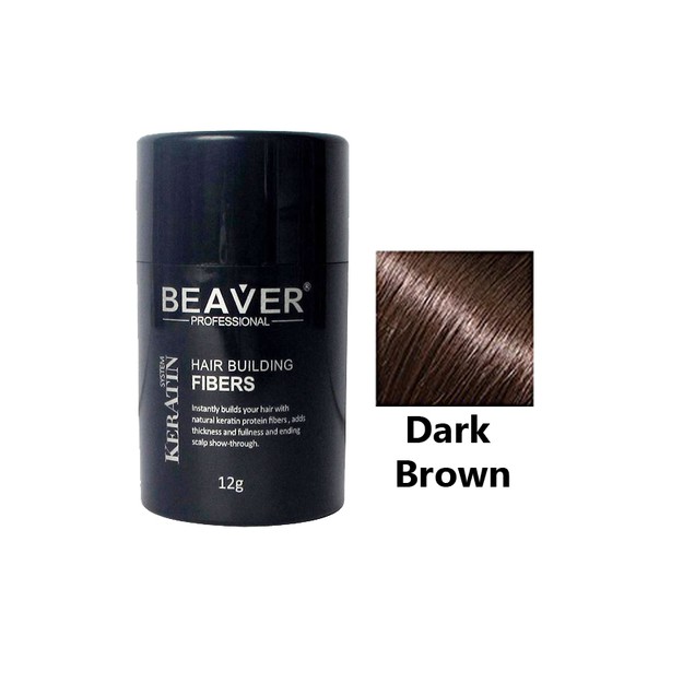 Beaver Keratin Hair Building Fiber Dark brown 12g สีน้ำตาลเข้ม ผงโรยเคราติน ทำให้ผมดูดกดำหนา