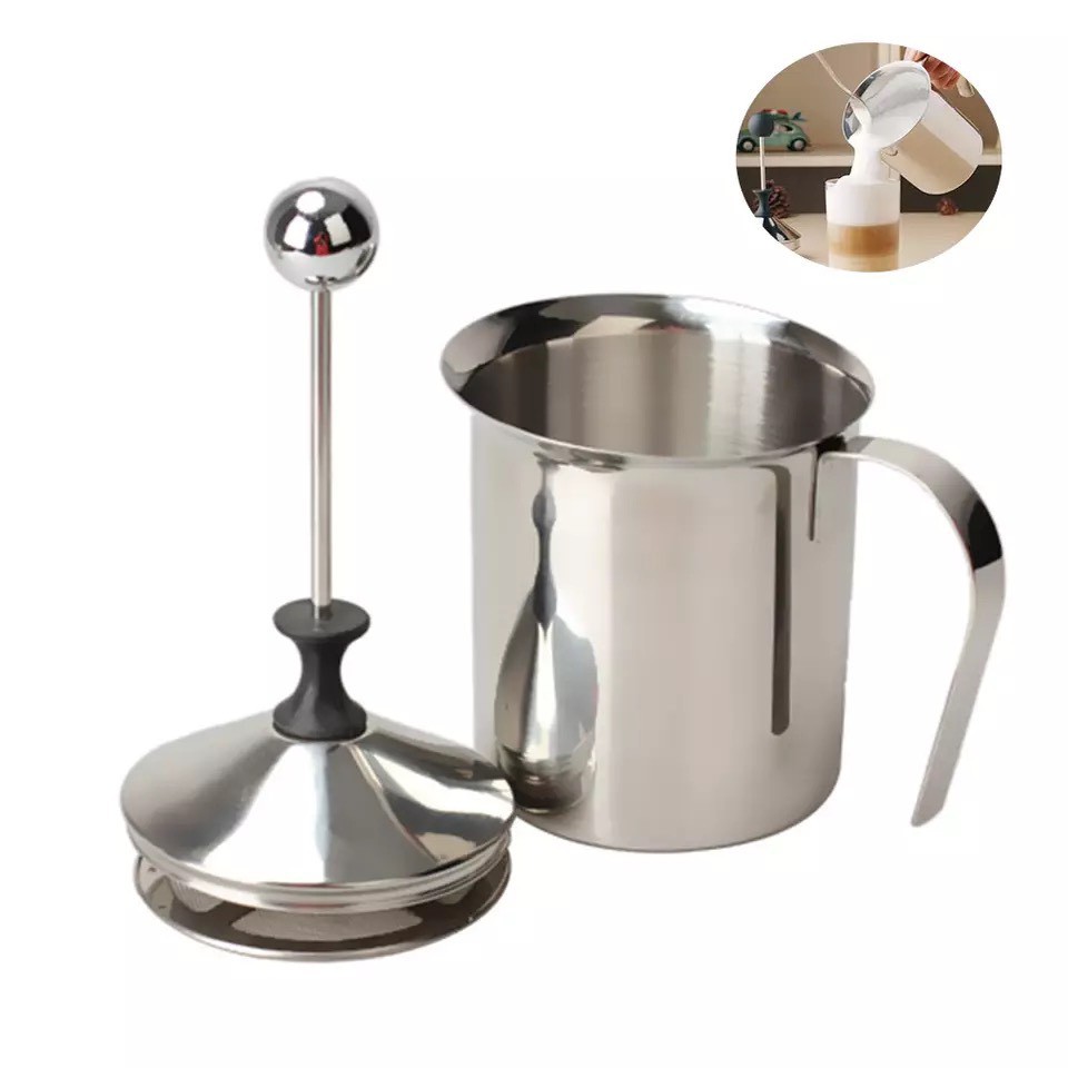 ที่ปั๊มฟองนม400ML เครื่องทำฟอง Milk Frother Coffee ที่ปั้มฟองนม ทำจาก แสตนเลส หนาอย่างดี 304