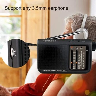 【จัดส่งในท้องถิ่น】Retekess V117 เครื่องเล่นวิทยุ FM AM SW แบบพกพา สำหรับผู้สูงอายุ พร้อมปุ่มปรับ (สีดำ)