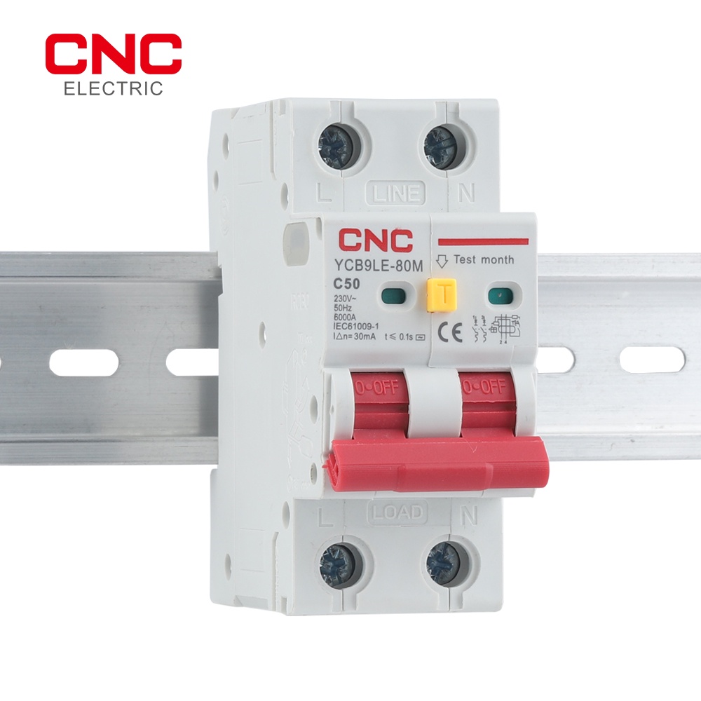 Cnc YCB9LE-80M เบรกเกอร์วงจร 2P 230V RCBO MCB 30mA ป้องกันกระแสไฟเกิน และการรั่วไหล 6-63A YCB6HLN-63 PLUS