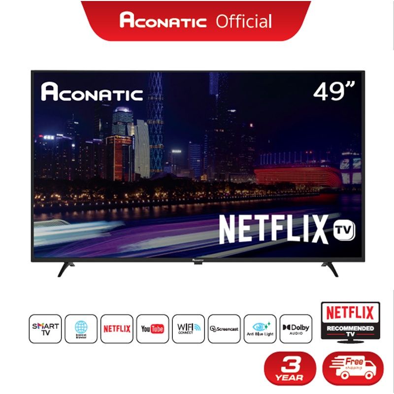 Aconatic LED Smart TVสมาร์ททีวี 49 นิ้ว รุ่น 49US534AN Netflix TV (รับประกันศูนย์ 3ปี)