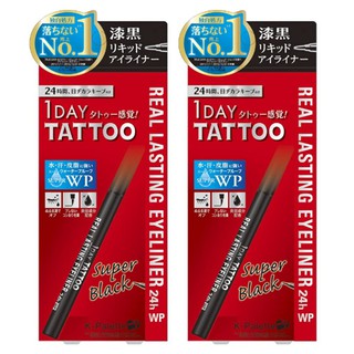 K-PALETTE 1 DAY TATTOO อายไลเนอร์ เค-พาเลต วันเดย์ แทตทู เรียล ลาสติ้ง อายไลเนอร์ กันน้ำ สีดำ ซุปเปอร์ แบล๊ค 2 แท่ง