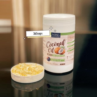 NBL Nubolic Coconut Oil 1000 mg. น้ำมันมะพร้าวสกัดเย็น (1 กระปุก 365 เม็ด) ควบคุมน้ำหนัก เผาผลาญไขมัน บำรุงสุขภาพ