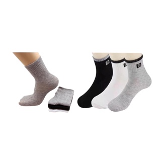 [สินค้าฟรี เก็บโค้ดหน้าร้าน+โค้ดส่งฟรี] [6คู่] ถุงเท้าหุ้มข้อ สูงกลาง ใส่ออกกำลังกาย ใส่ทำงาน สี ขาว เทา ดำ พร้อมส่ง