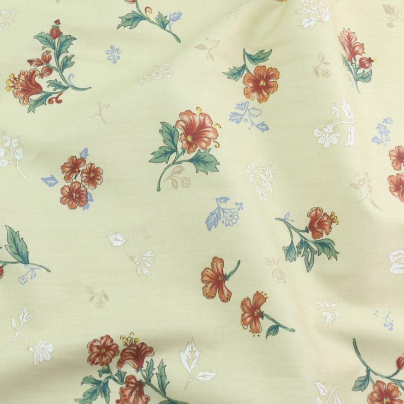 ผ้าคอตตอน 100% ทอทวิล ผ้าเมตร พิมพ์ลายดอกไม้ หน้ากว้าง2.35 เมตร