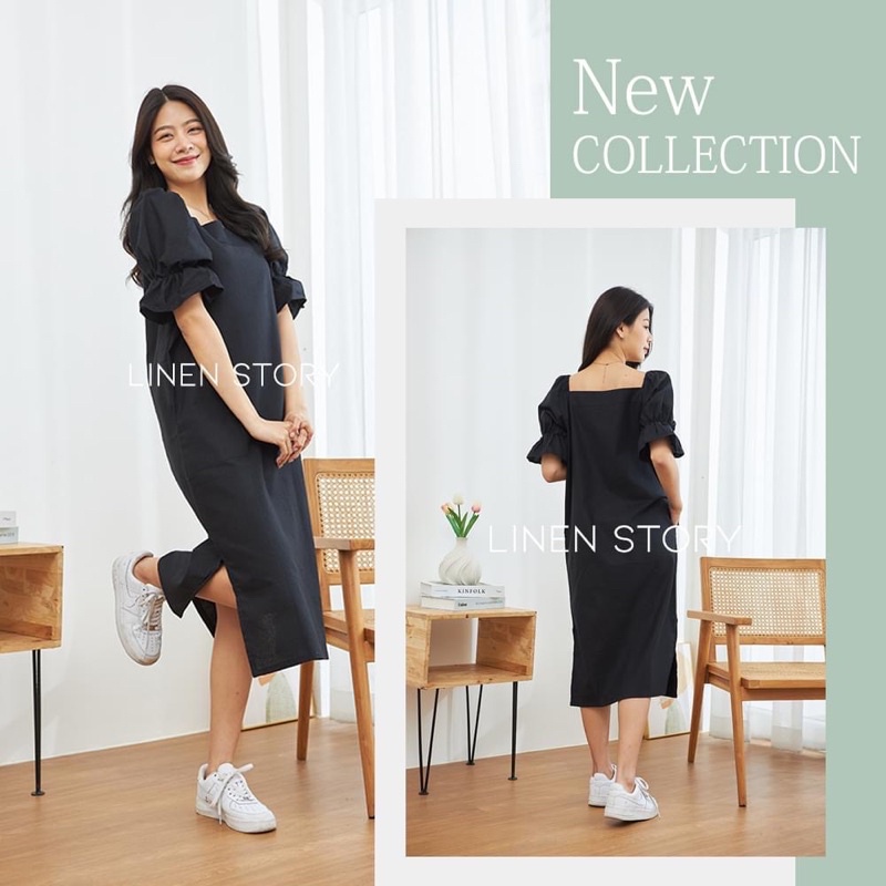 เดรสผ้าฝ้ายแขนตุ๊กตา🍃